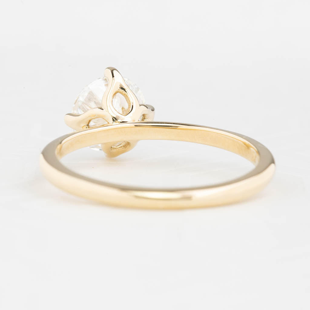 Alice Ring, IGI Certified 1.34ct Round Lab Diamond, 14k Yellow Gold (One of a kind)