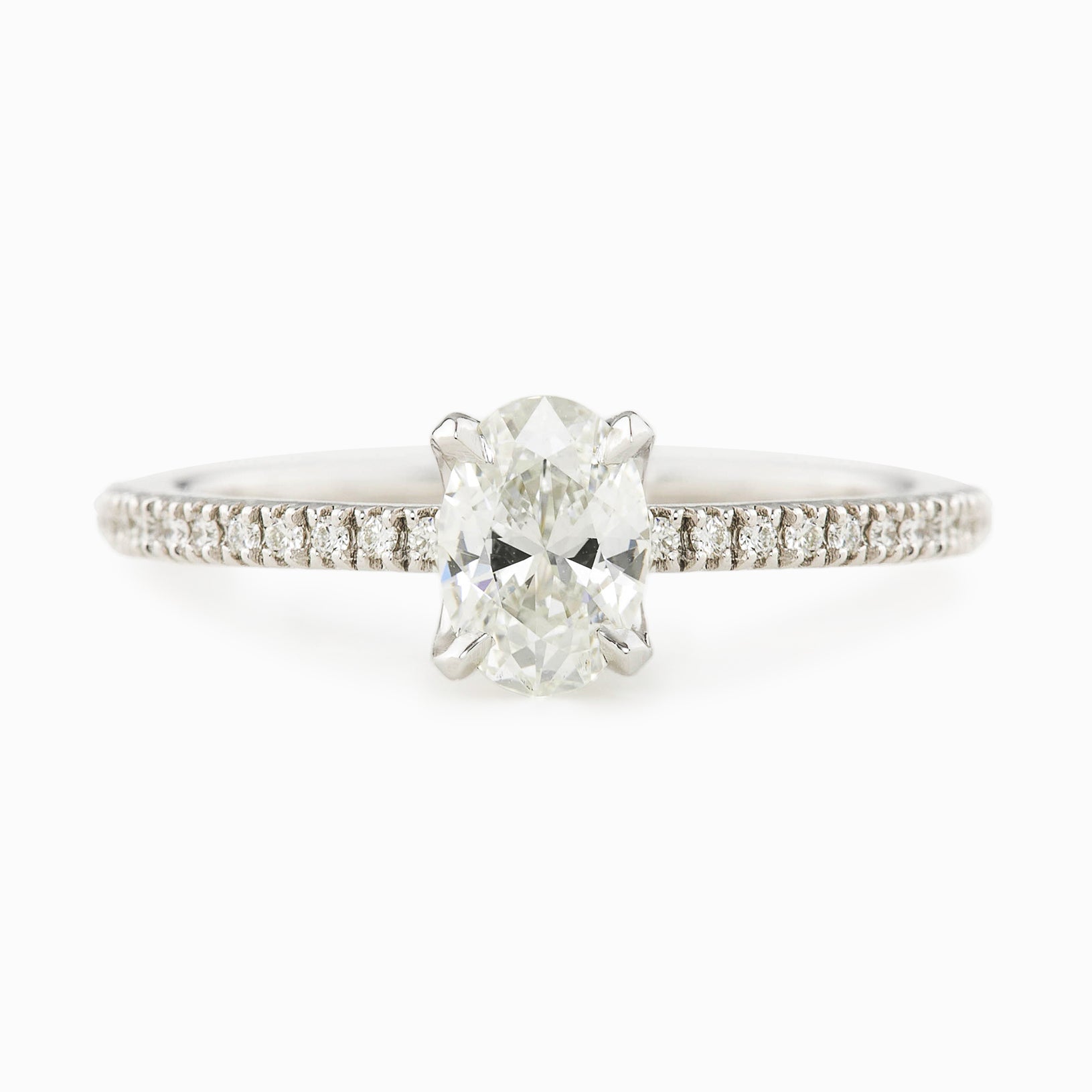 Maria Ring, GIA certified 0.70ct Oval Brilliant Cut Diamond, 14k White Gold (One of a kind)