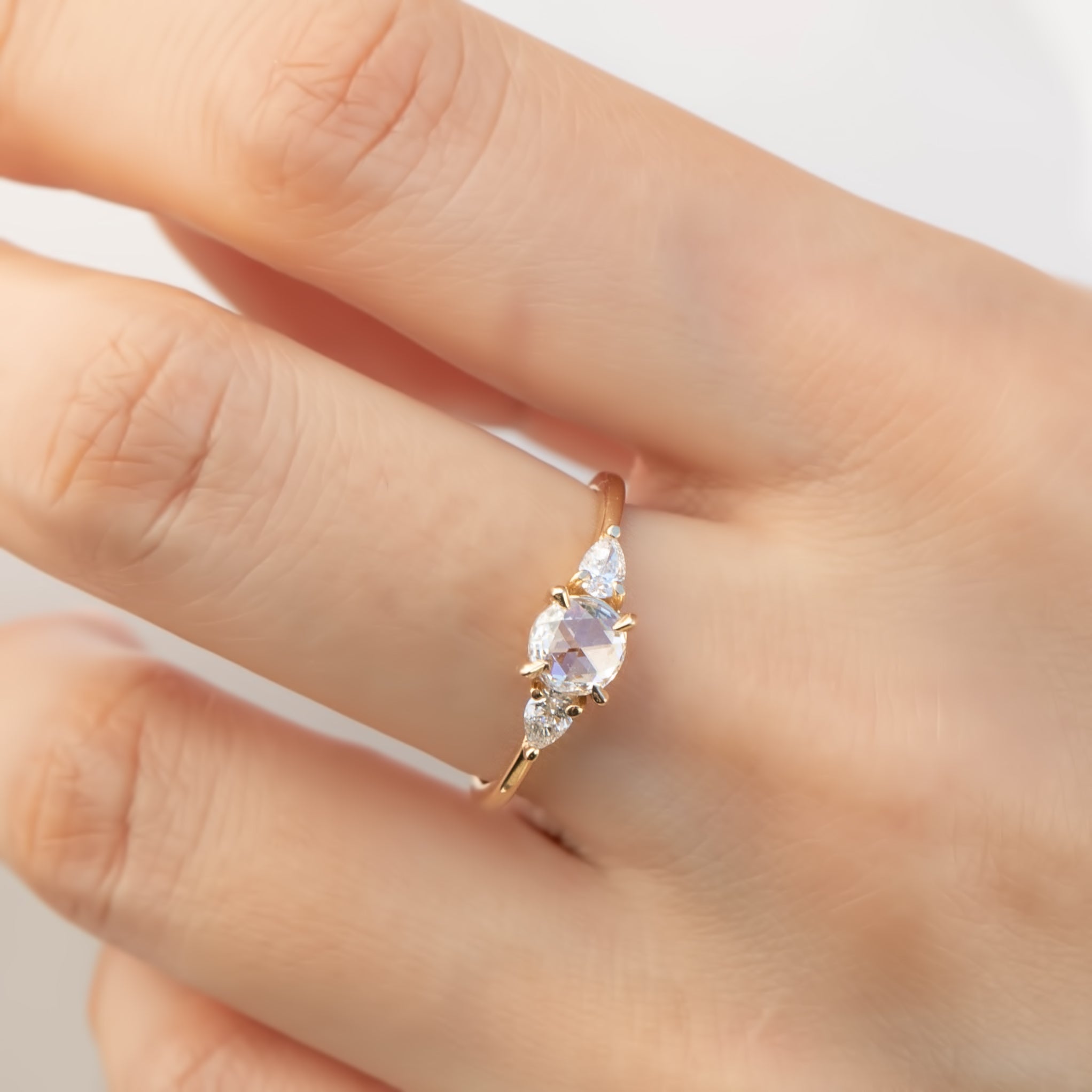 Olivia Ring, Round Rose Cut Diamond