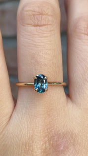Sara Ring 0.76ct Blue Green Montana Sapphire, 14K Yellow Gold (One of a kind)