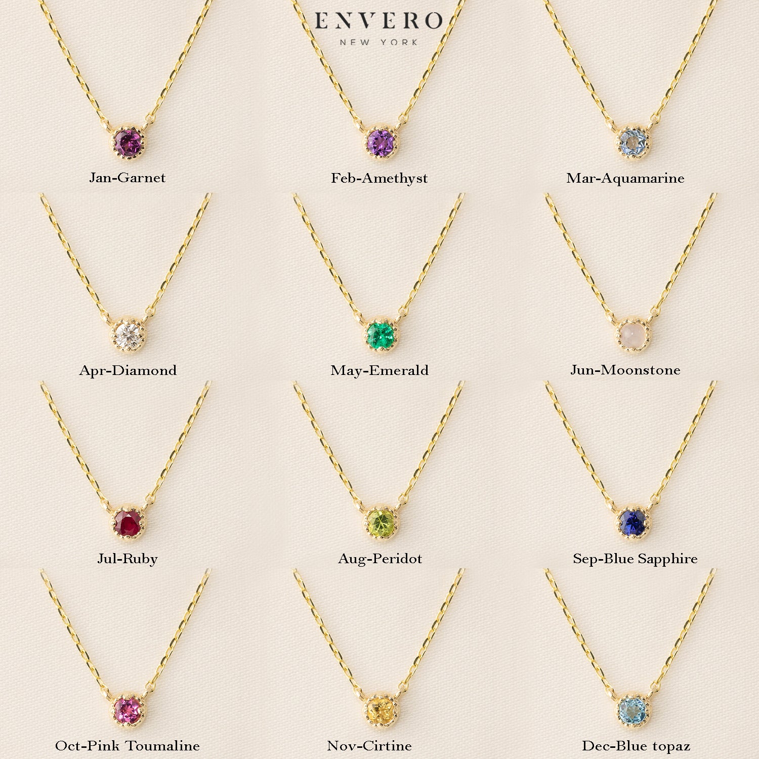 Dahlia Birthstone Solitaire Necklace