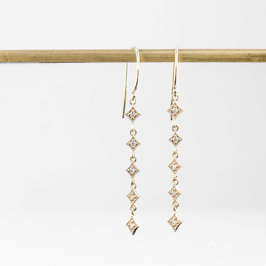 Star Multi Diamond Drop Earrings