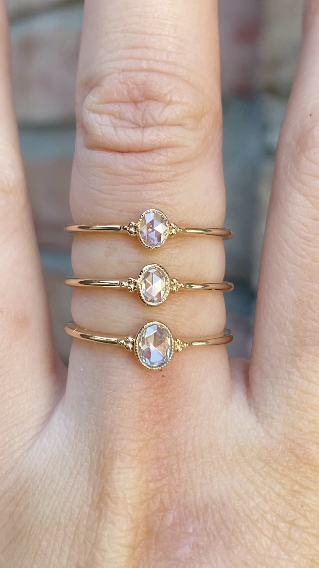 Iris Ring, 0.08-0.18ct Rose Cut Diamond, 14k Yellow Gold (One of a kind)