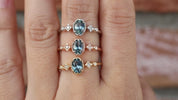 Stella Ring - 6x4mm 0.60ct Blue Montana Sapphire, 14k White Gold
