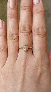 Ava Ring, Oval Rose Cut Diamond