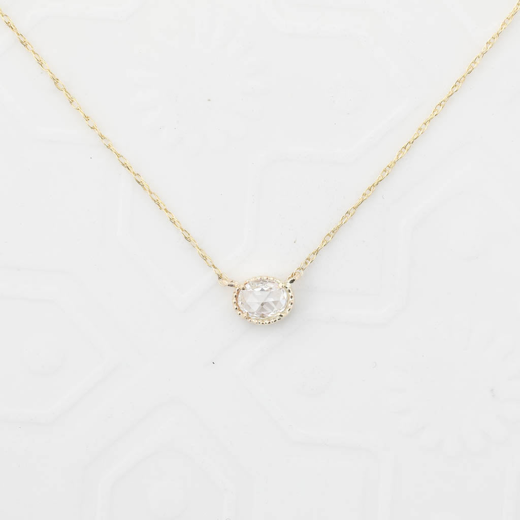 Dahlia Rose Cut Diamond Solitaire Necklace (One of a kind)