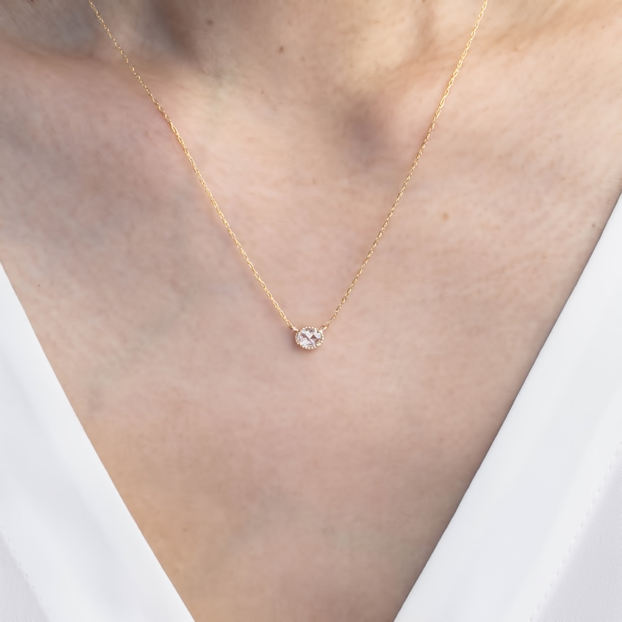 Dahlia Rose Cut Diamond Solitaire Necklace (One of a kind)