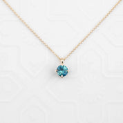 Alice Necklace 5mm Montana Sapphire, 14k Rose Gold (One of a kind)
