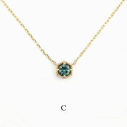 Milgrain Necklace 4mm Montana Sapphire