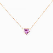 Pink Sapphire Heart Necklace 14k Gold