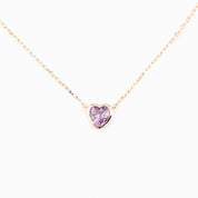 Pink Sapphire Heart Necklace 14k Gold