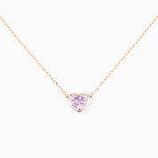 Pink Sapphire Heart Necklace 14k Gold