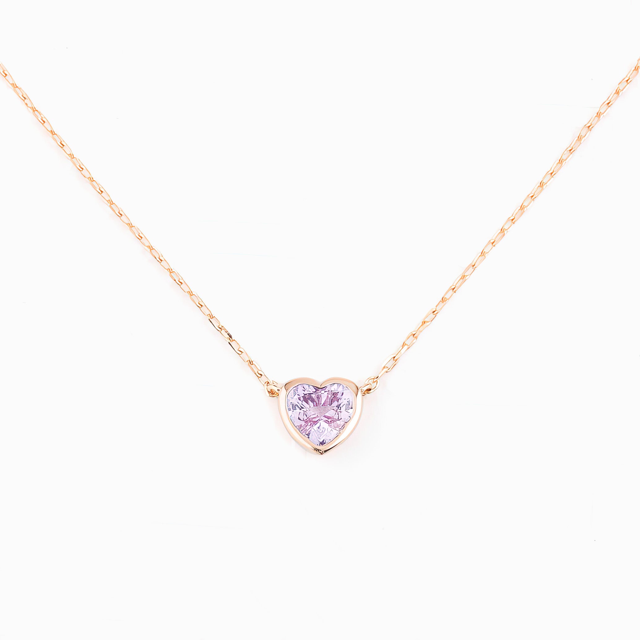 Pink Sapphire Heart Necklace 14k Gold
