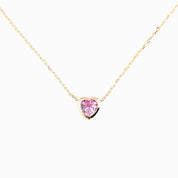 Pink Sapphire Heart Necklace 14k Gold