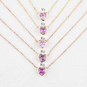 Pink Sapphire Heart Necklace 14k Gold