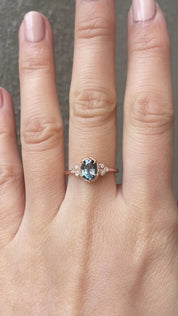 Celine Ring - 0.86ct Blue Green Montana Sapphire Ring, 14k Rose Gold (One of a kind)