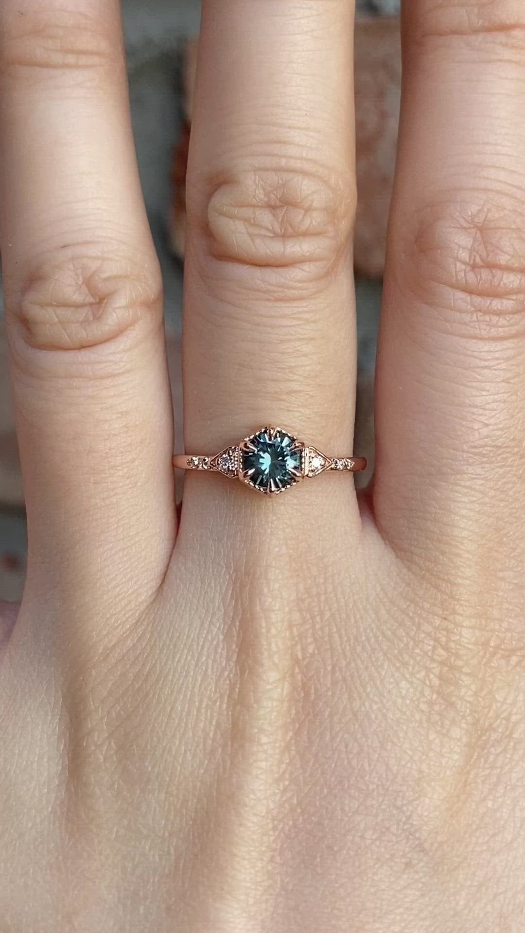 【一点物】アガサリング ・0.71ct・加熱モンタナ産ブルーグリーンサファイア・K14RG