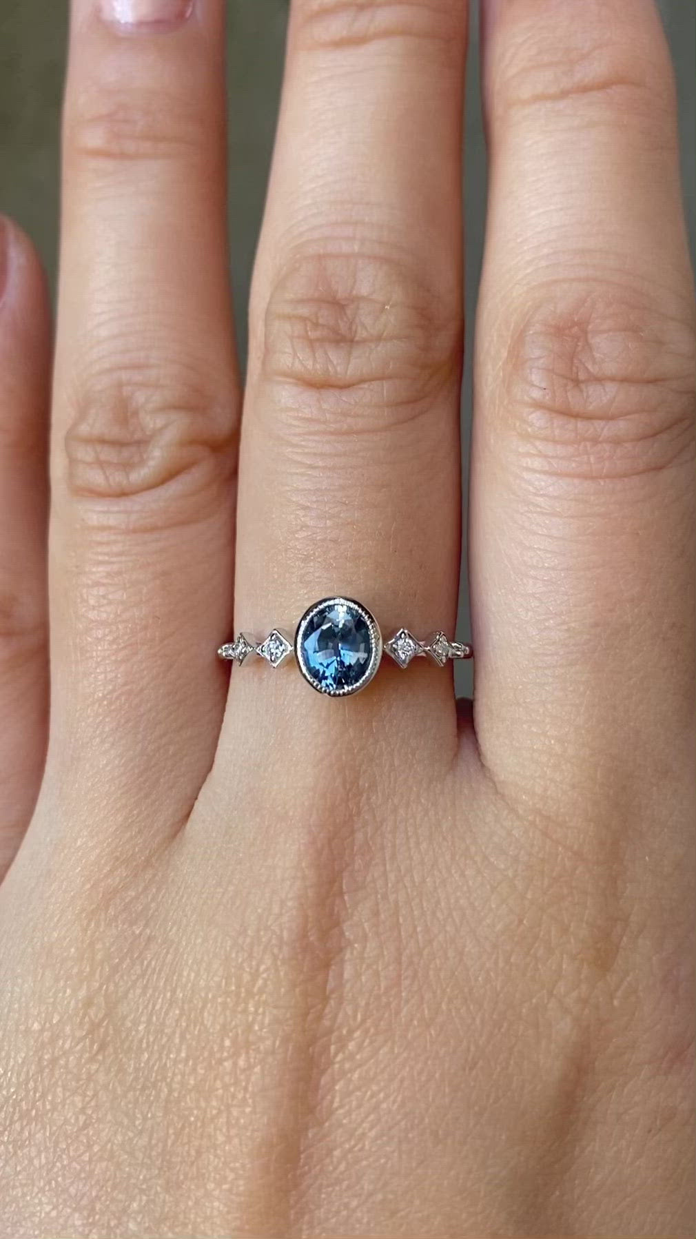 【一点物】セレステリング ・0.80ct・モンタナ産グリーンサファイア・K14WG