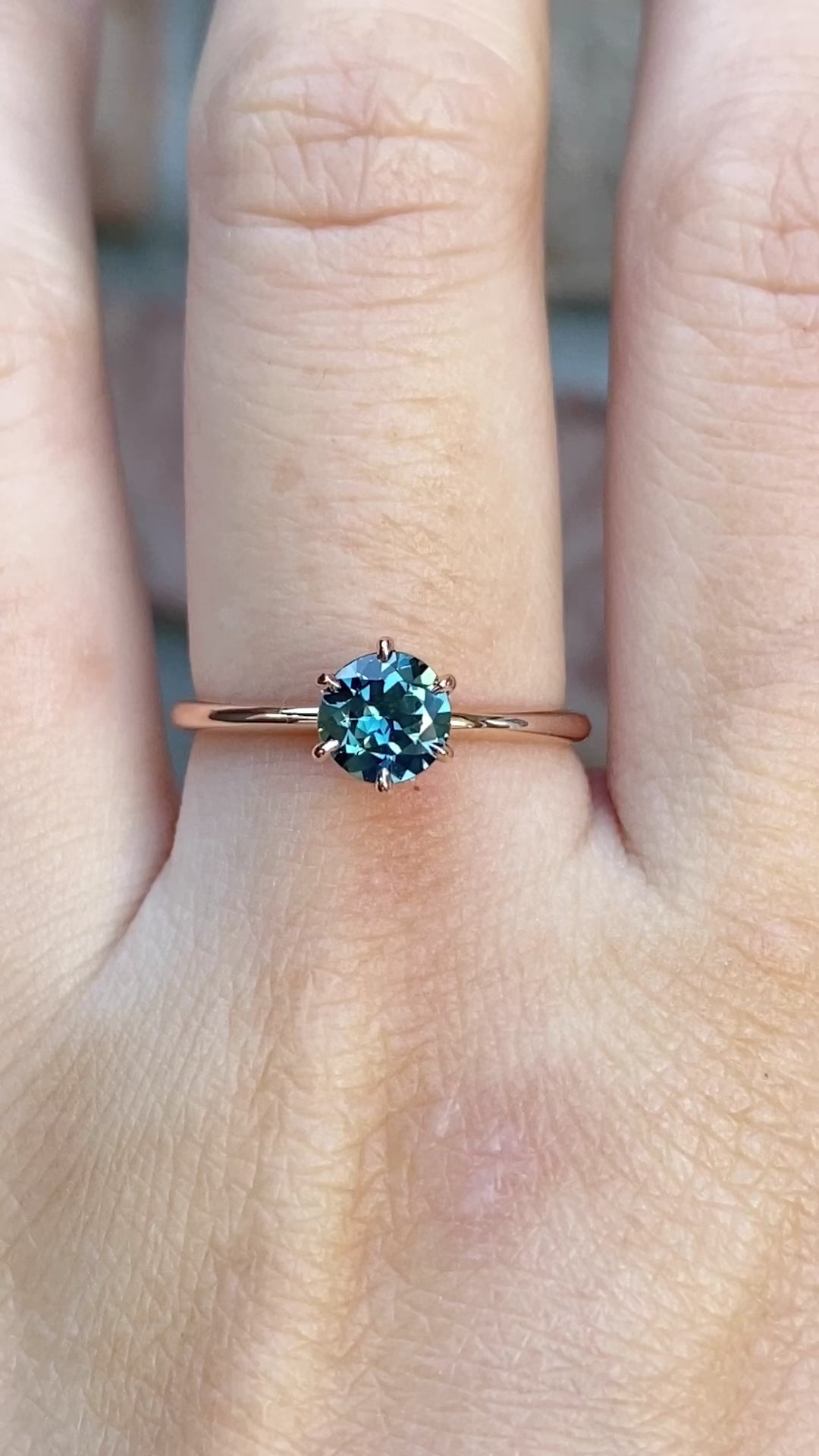 Floryn Ring 0.83ct Parti Blue Green Queensland Sapphire, 14K Rose Gold (One of a kind)