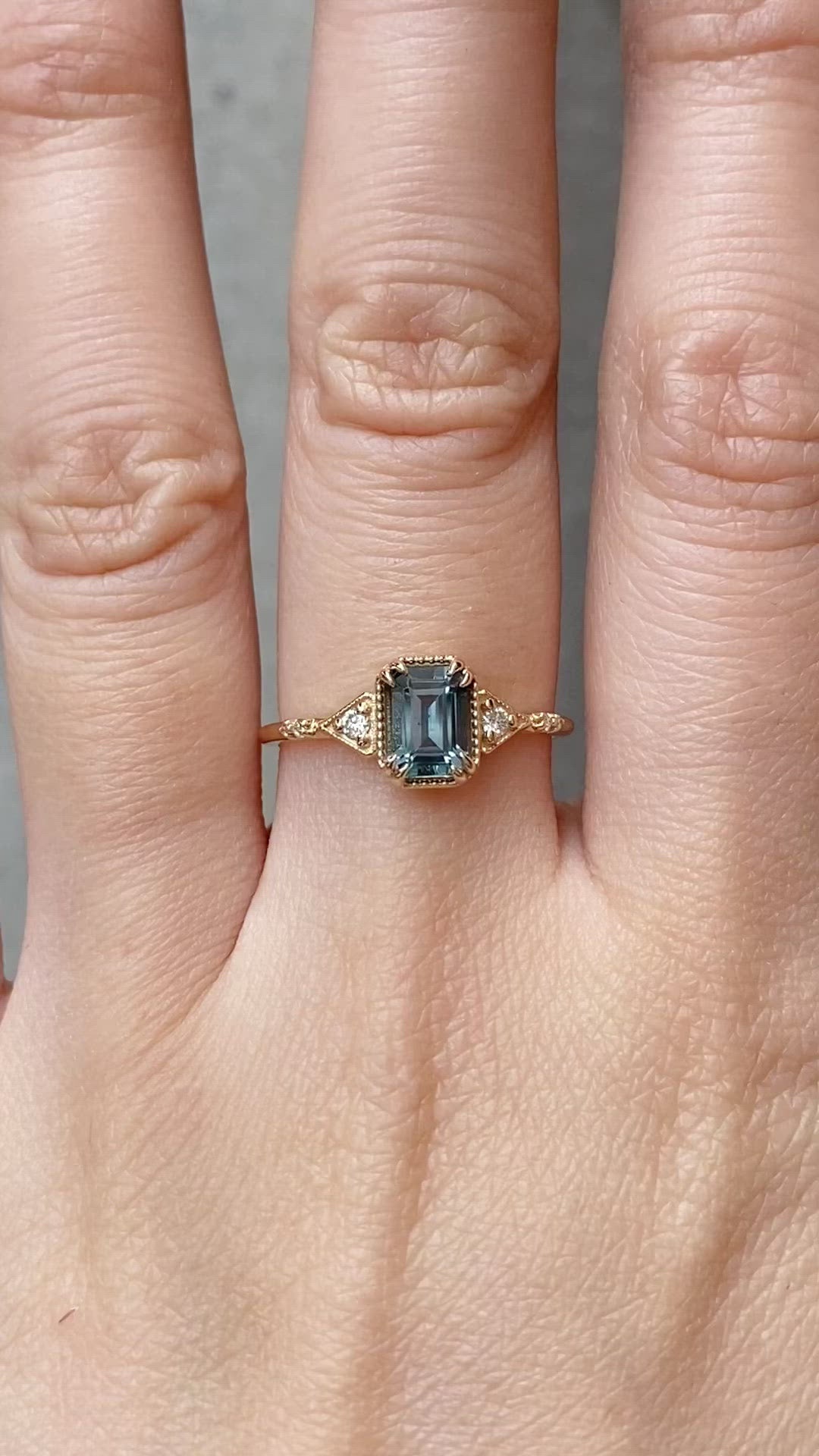 Agatha Ring 1.21ct Blue Montana Emerald Cut Sapphire, 14K Yellow Gold (One of a kind)