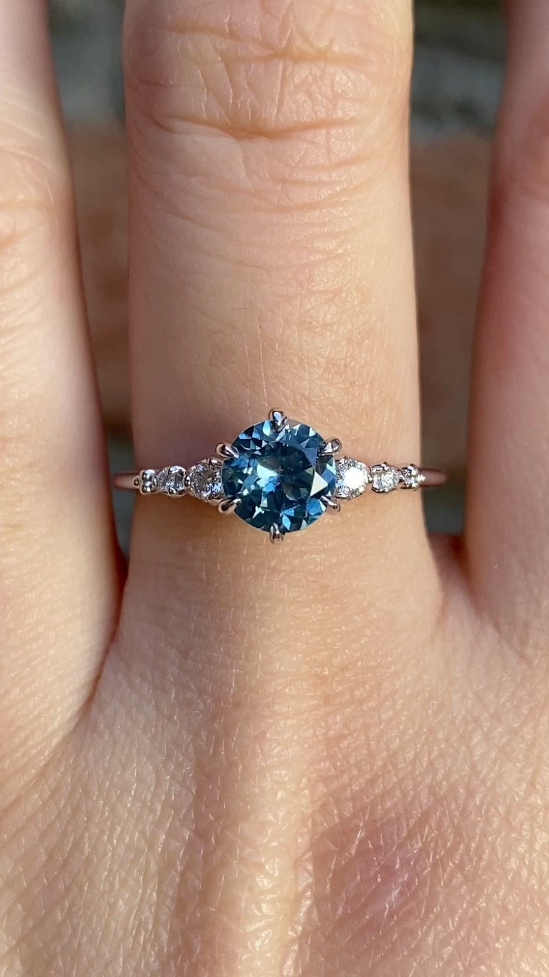 Estel Fleur Six Prongs Ring 1.07ct Light Blue Montana Sapphire, 14k White Gold (One of a kind)