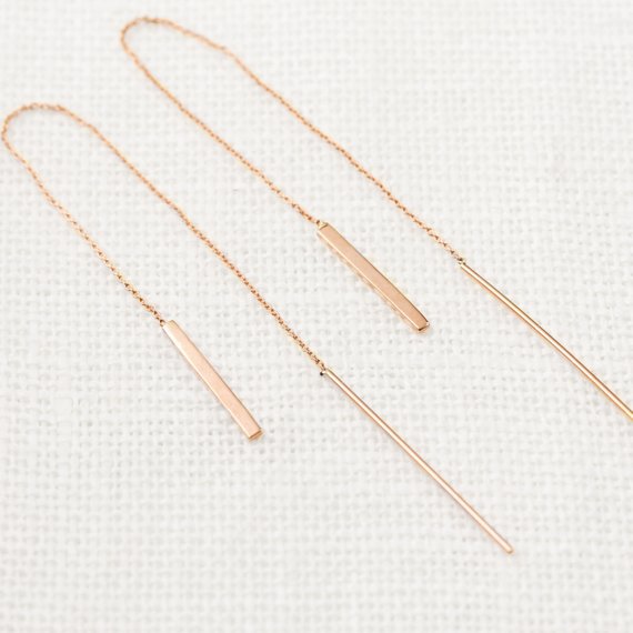 Gold Bar Threader Earrings