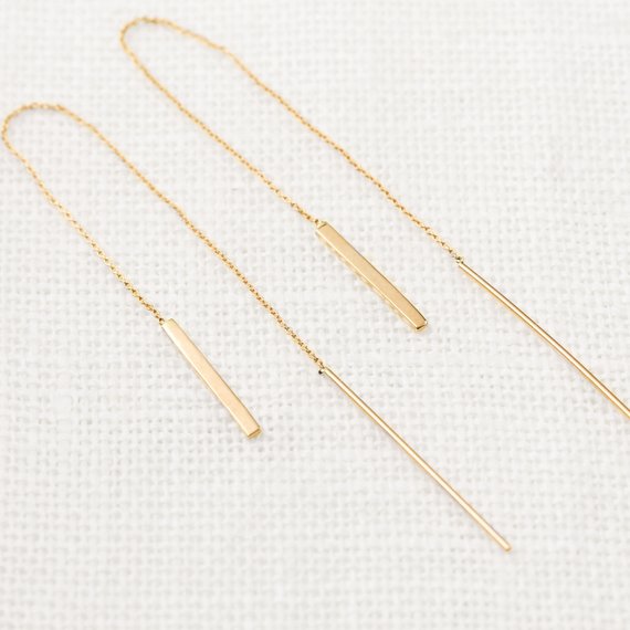 Gold Bar Threader Earrings