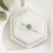 Estel Ring Parti Blue Green Montana Sapphire, 14K Yellow Gold