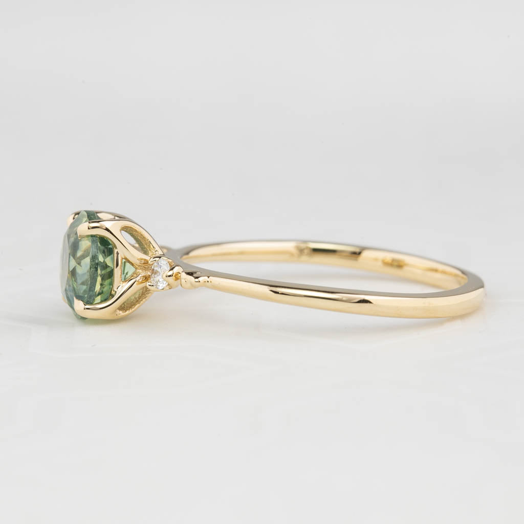 Estel Ring Parti Blue Green Montana Sapphire, 14K Yellow Gold