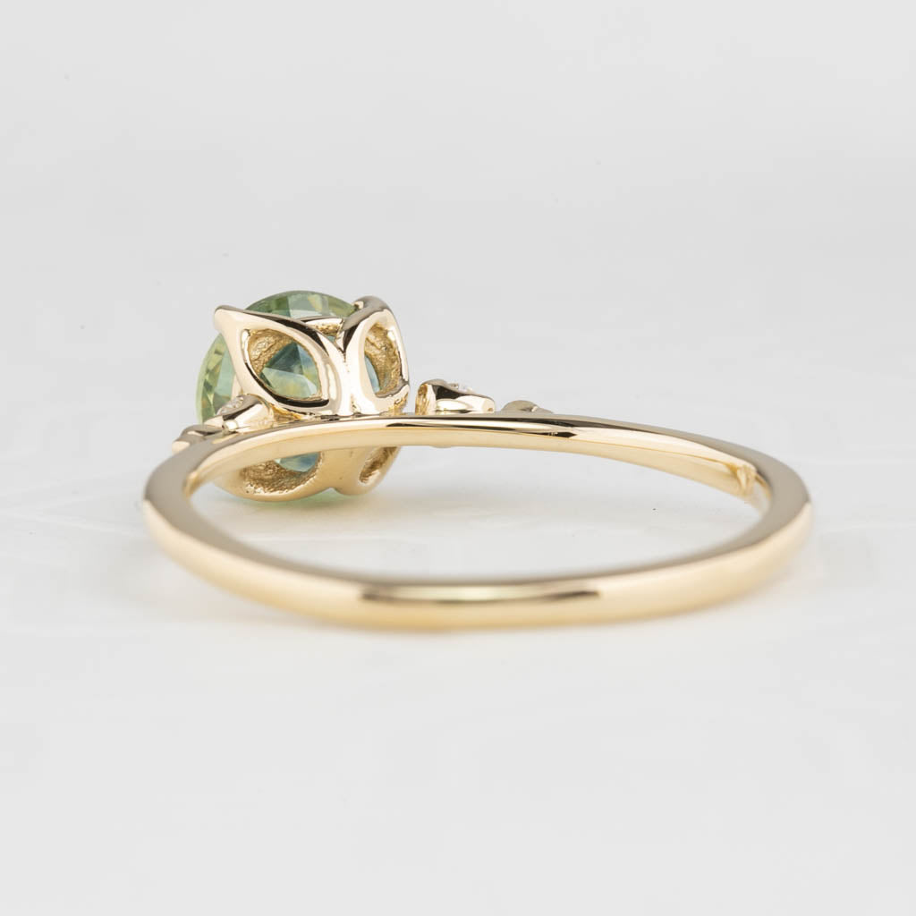 Estel Ring Parti Blue Green Montana Sapphire, 14K Yellow Gold