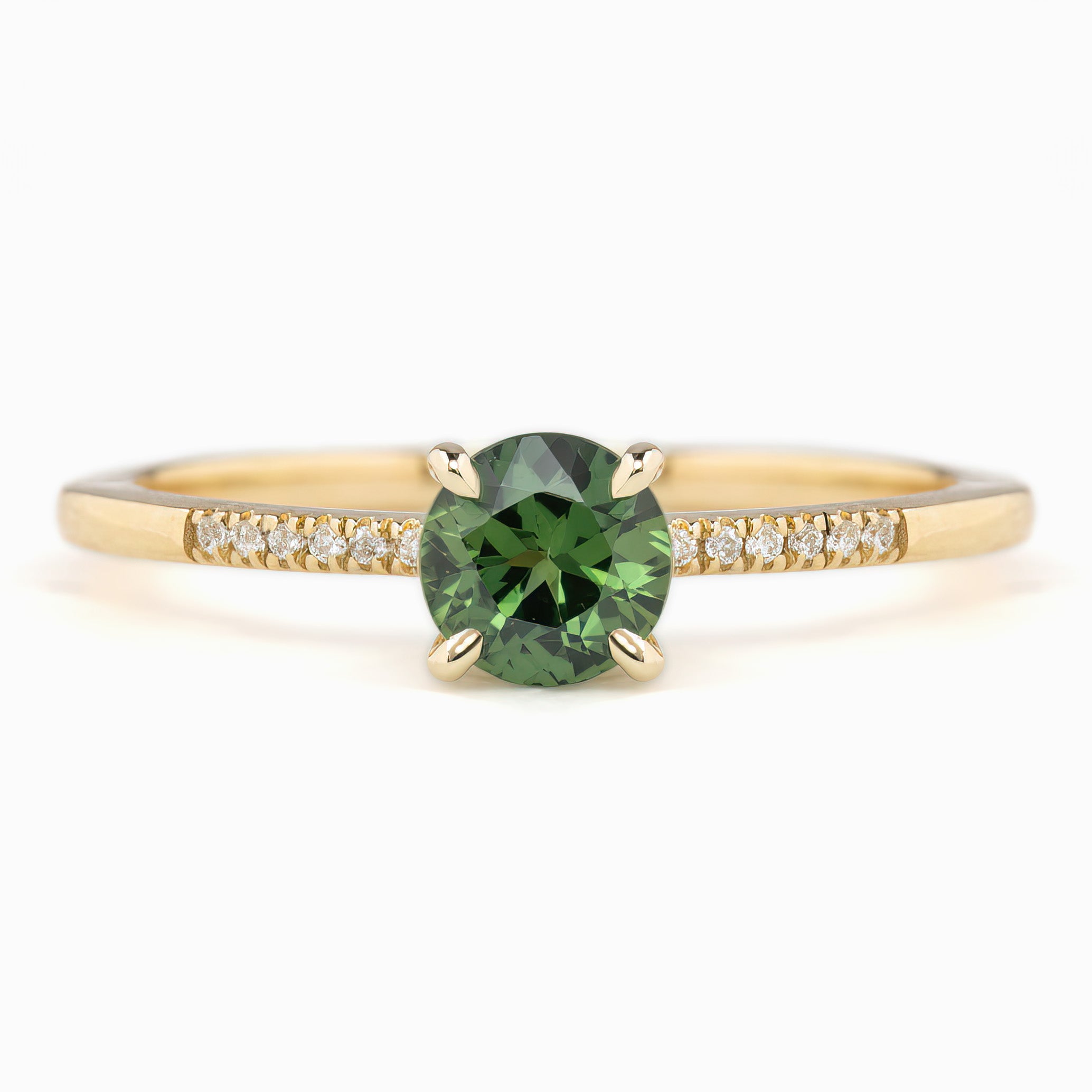 【一点物】オードリーリング ・0.7ct・加熱クイーンズランド産グリーンサファイア・K14YG