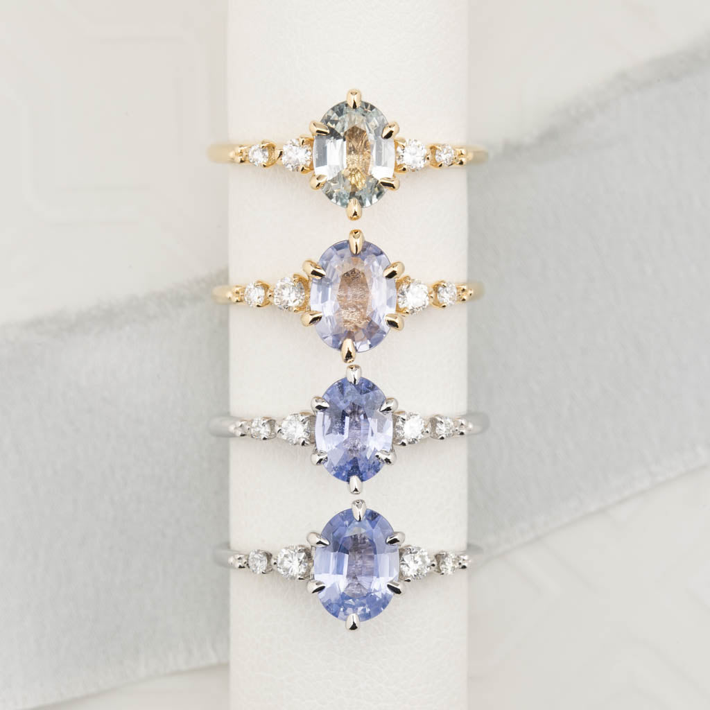 Estel Fleur Six Prongs Ring 1.4ct Blue Unheated Sapphire, 14K White Gold (One of a kind)