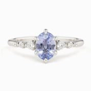 Estel Fleur Six Prongs Ring 1.1ct Light Blue Unheated Sapphire, 14K White Gold (One of a kind)