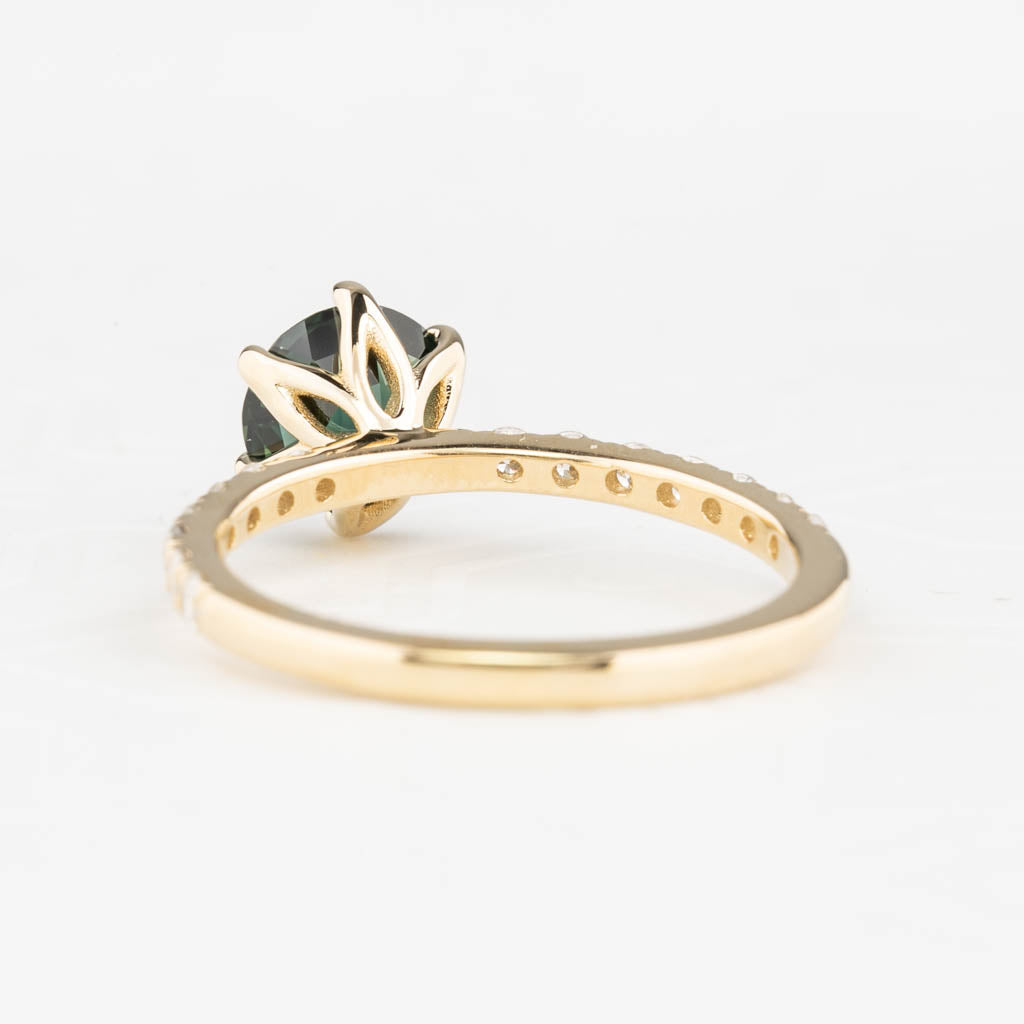 Maria Luxe Grand Ring, 1.58ct Blue Green Queensland Sapphire