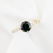 Maria Luxe Grand Ring, 1.58ct Blue Green Queensland Sapphire