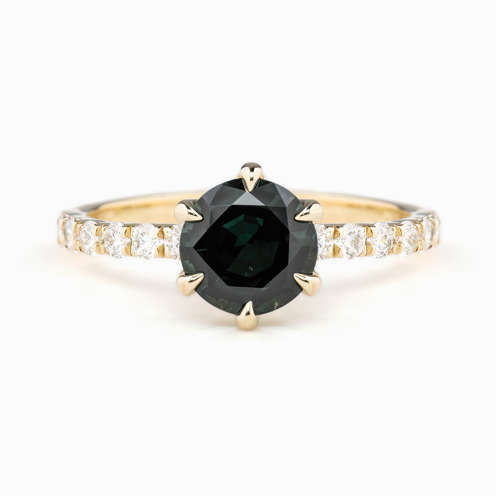 Maria Luxe Grand Ring, 1.58ct Blue Green Queensland Sapphire