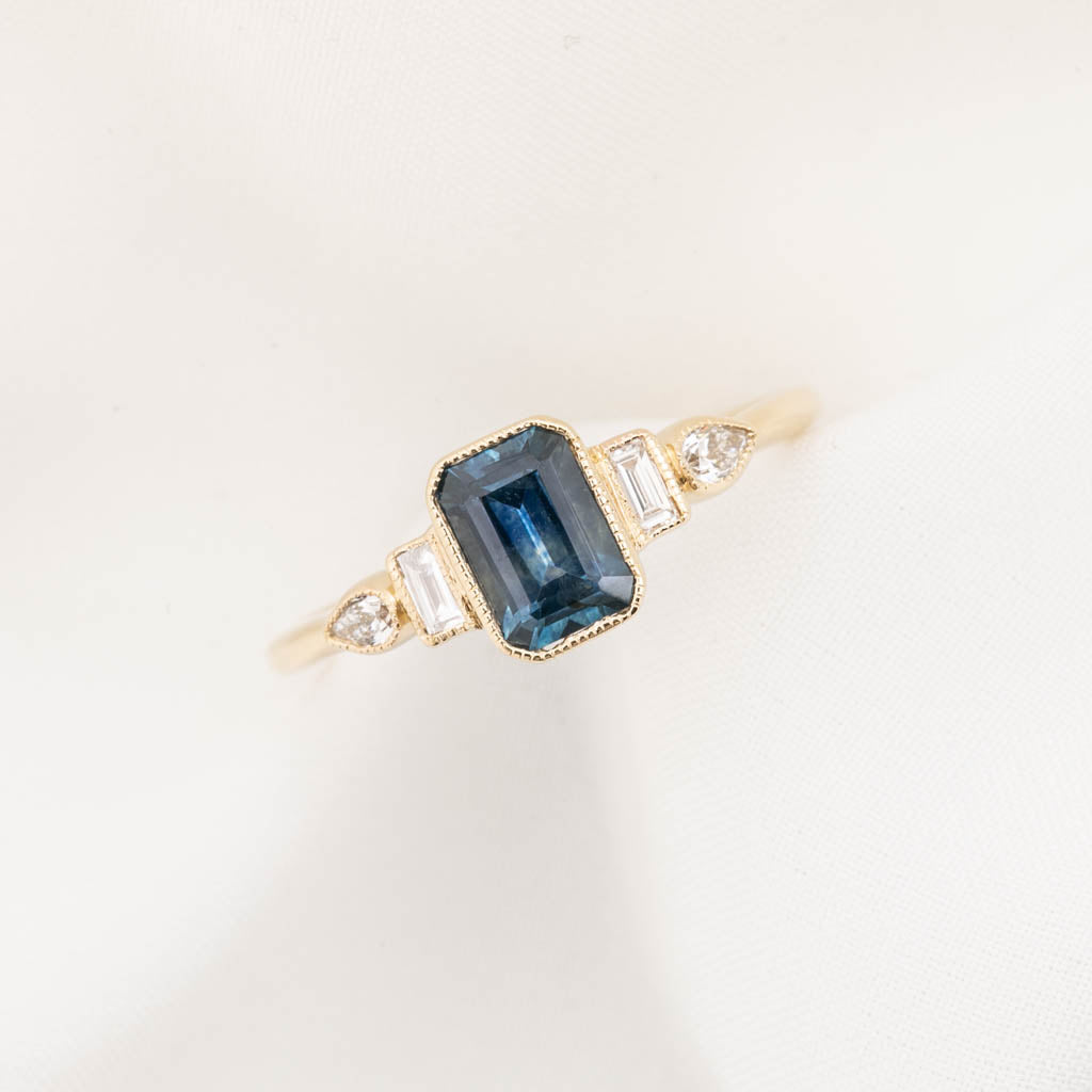 Edith Ring Blue Montana Sapphire, 14k Yellow Gold (One of a kind)