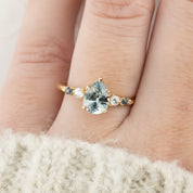 Estel Fleur Ring, 1.22ct Light Blue Madagascar Sapphire, 14K Yellow Gold (One of a kind)