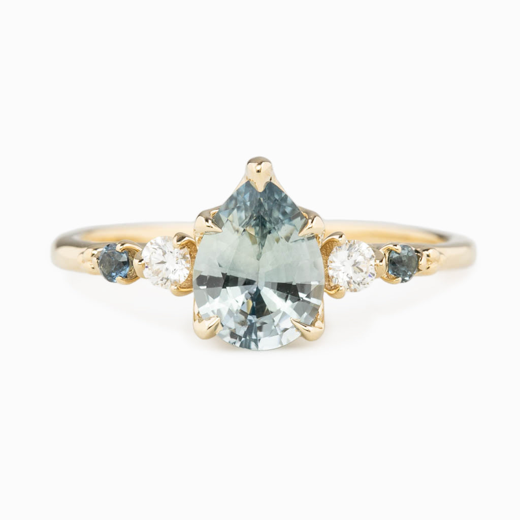 Estel Fleur Ring, 1.22ct Light Blue Madagascar Sapphire, 14K Yellow Gold (One of a kind)