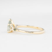 Estel Fleur Ring 1.5ct Light Green Madagascar Sapphire, 14K Yellow Gold (One of a kind)