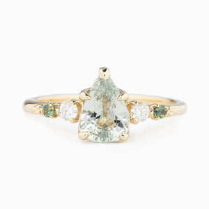 Estel Fleur Ring, 1.5ct Green Madagascar Sapphire
