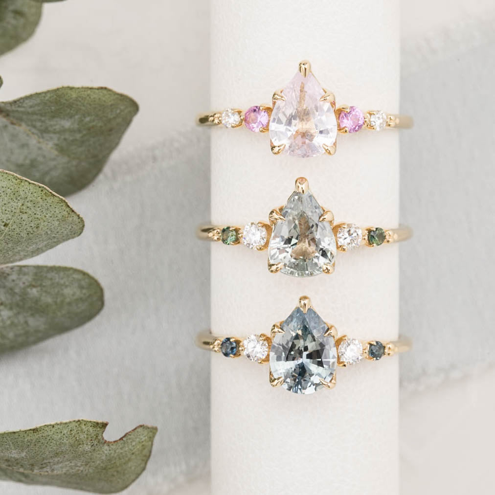 Estel Fleur Ring, 1.22ct Light Blue Madagascar Sapphire, 14K Yellow Gold (One of a kind)