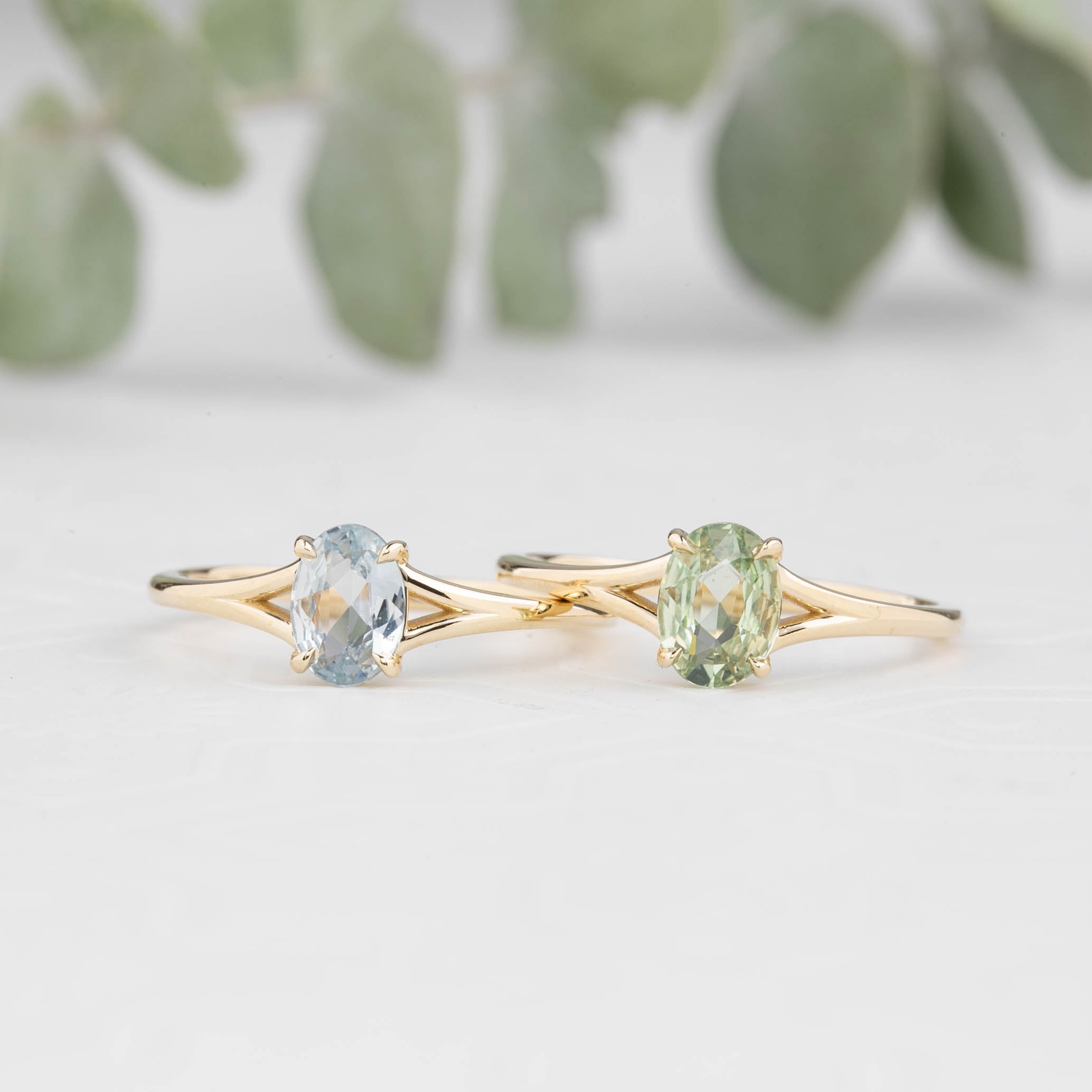 Kylie Ring 0.57ct Light Blue Madagascar Sapphire, 14K Yellow Gold