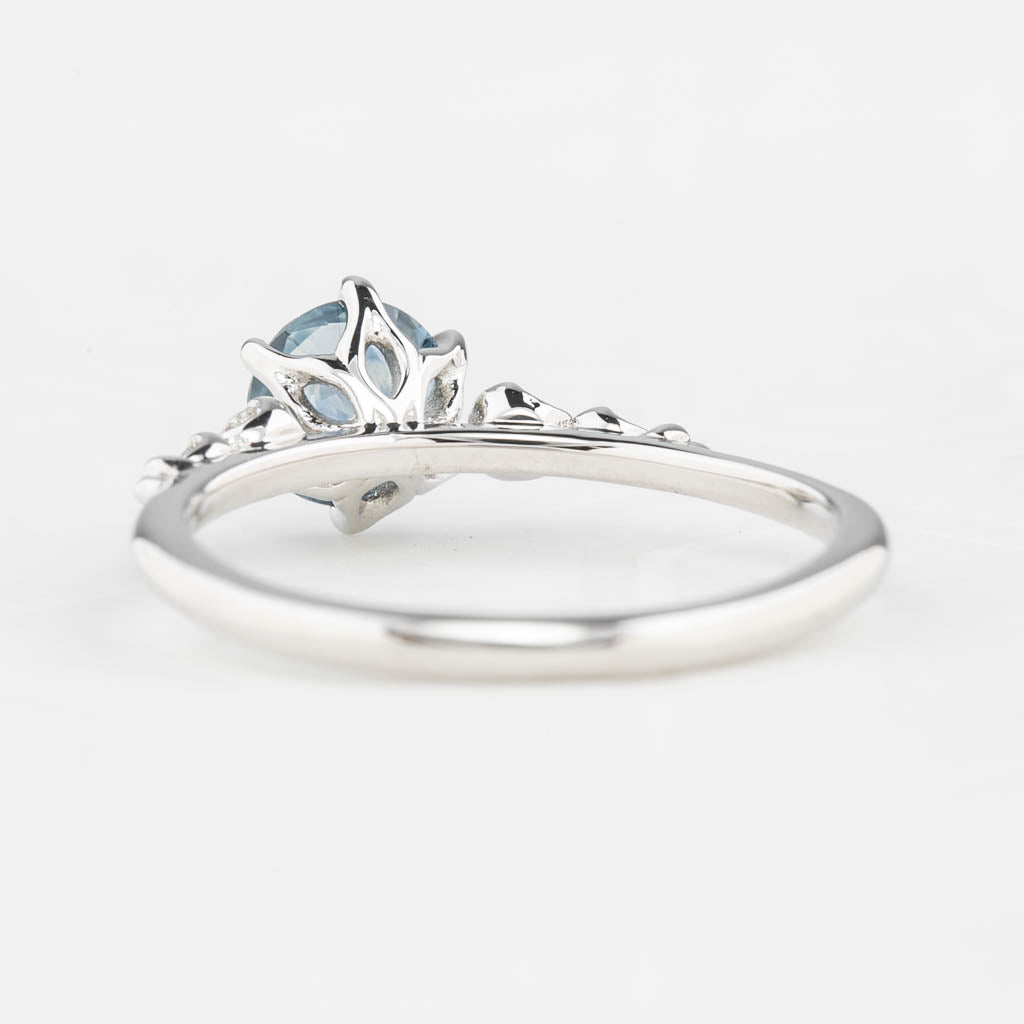 Estel Fleur Six Prongs Ring 1.07ct Light Blue Montana Sapphire, 14k White Gold (One of a kind)