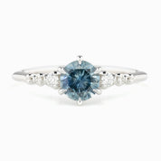 Estel Fleur Six Prongs Ring 1.07ct Light Blue Montana Sapphire, 14k White Gold (One of a kind)