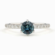 【一点物】マリアリュックスリング ・0.98ct・加熱モンタナ産ティールブルーサファイア・K14WG