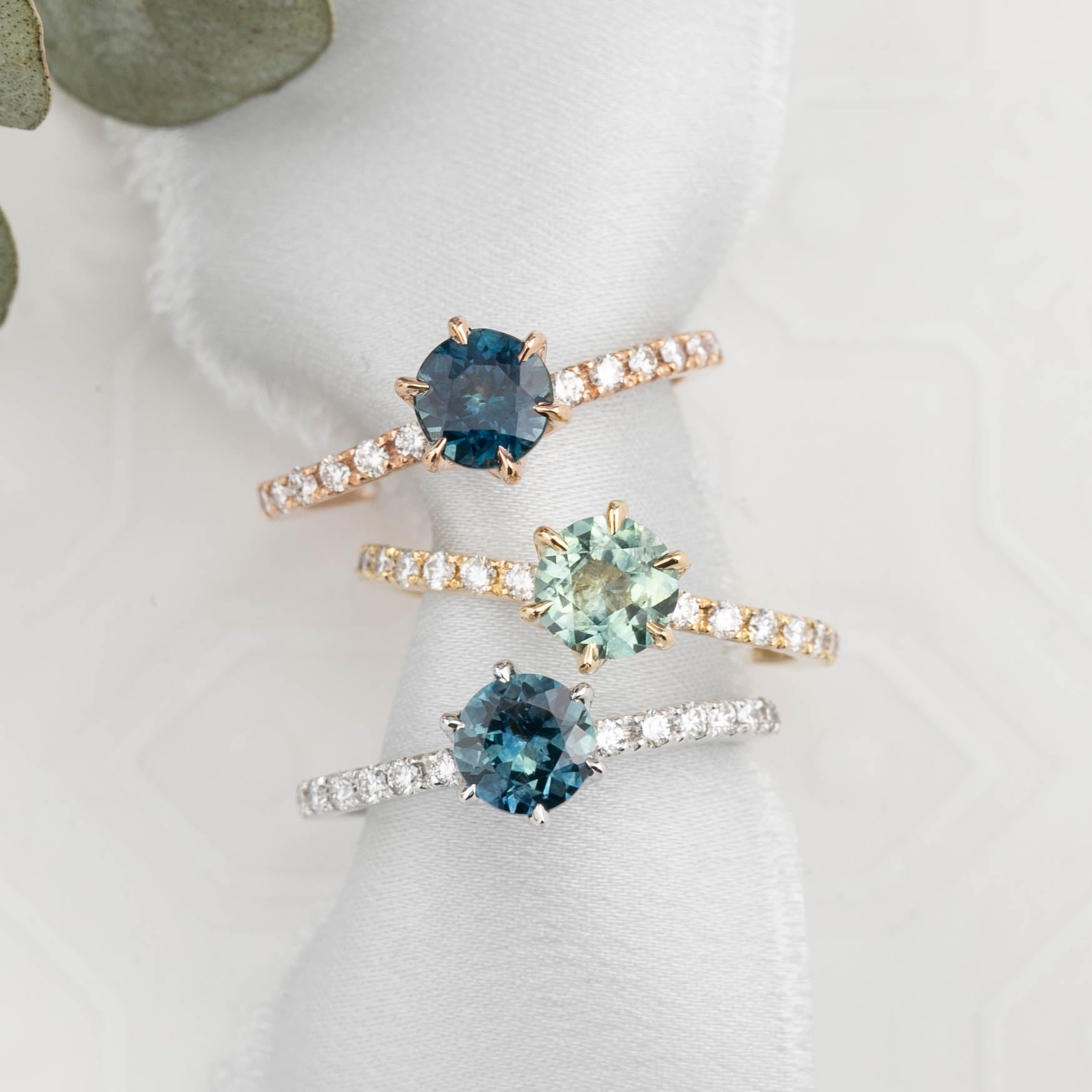 【一点物】マリアリュックスリング ・0.98ct・加熱モンタナ産ティールブルーサファイア・K14WG