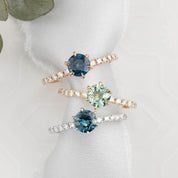【一点物】マリアリュックスリング ・0.98ct・加熱モンタナ産ティールブルーサファイア・K14WG