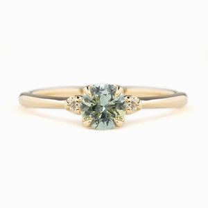 【一点物】ソフィアリング ・0.83ct・モンタナ産アクアブルーグリーンサファイア・K14YG