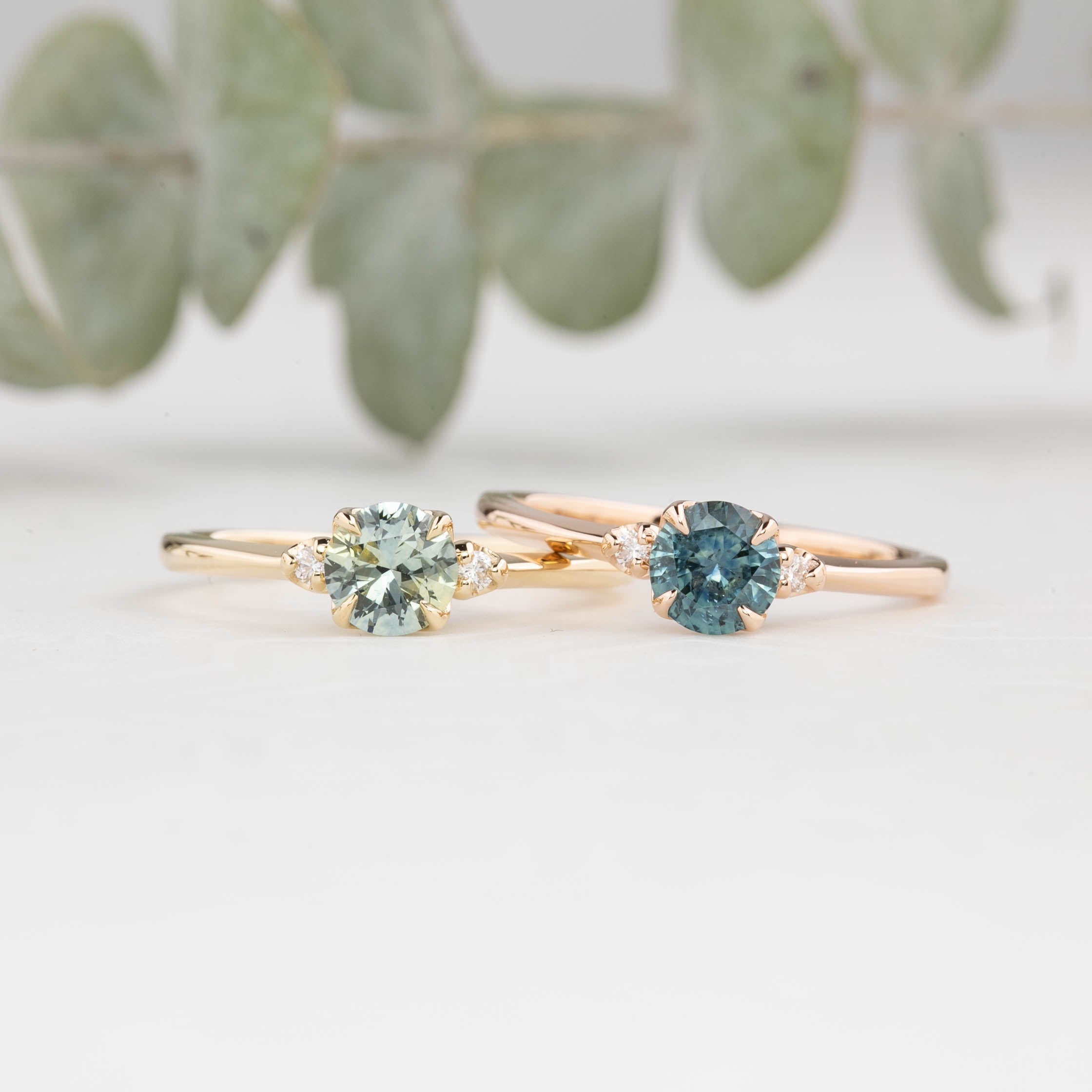 【一点物】ソフィアリング ・0.83ct・モンタナ産アクアブルーグリーンサファイア・K14YG